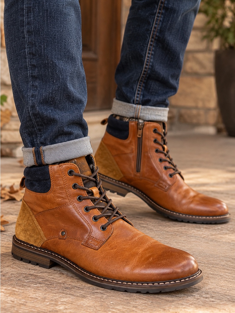 CREVO Bowman Men’s Size 13 Genuine Leather Lace Up Ankle Boots Chestnut NWT